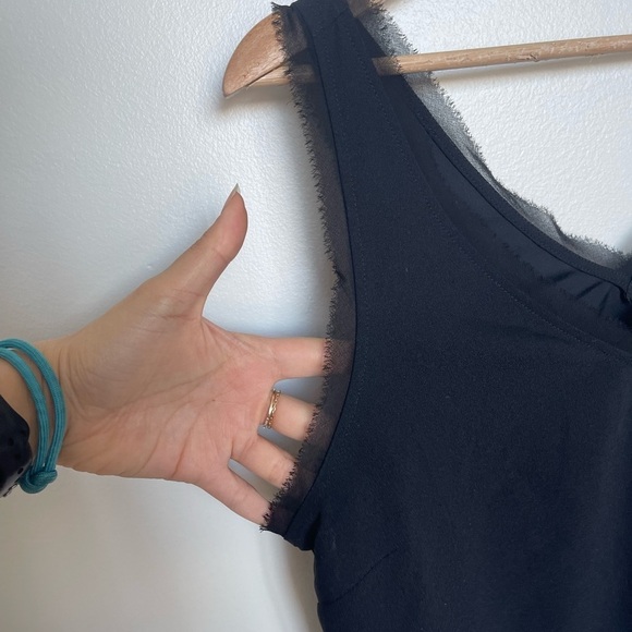 Halogen NWOT Raw Edge Hem Tank Black - Picture 8 of 9